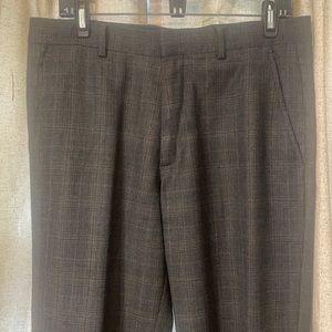 Banana Republic Plaid Dark Brown Pants Creased No Cuffs 32x32